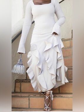 Stylewe NWT Elegant White Ruffle Women's Dresd